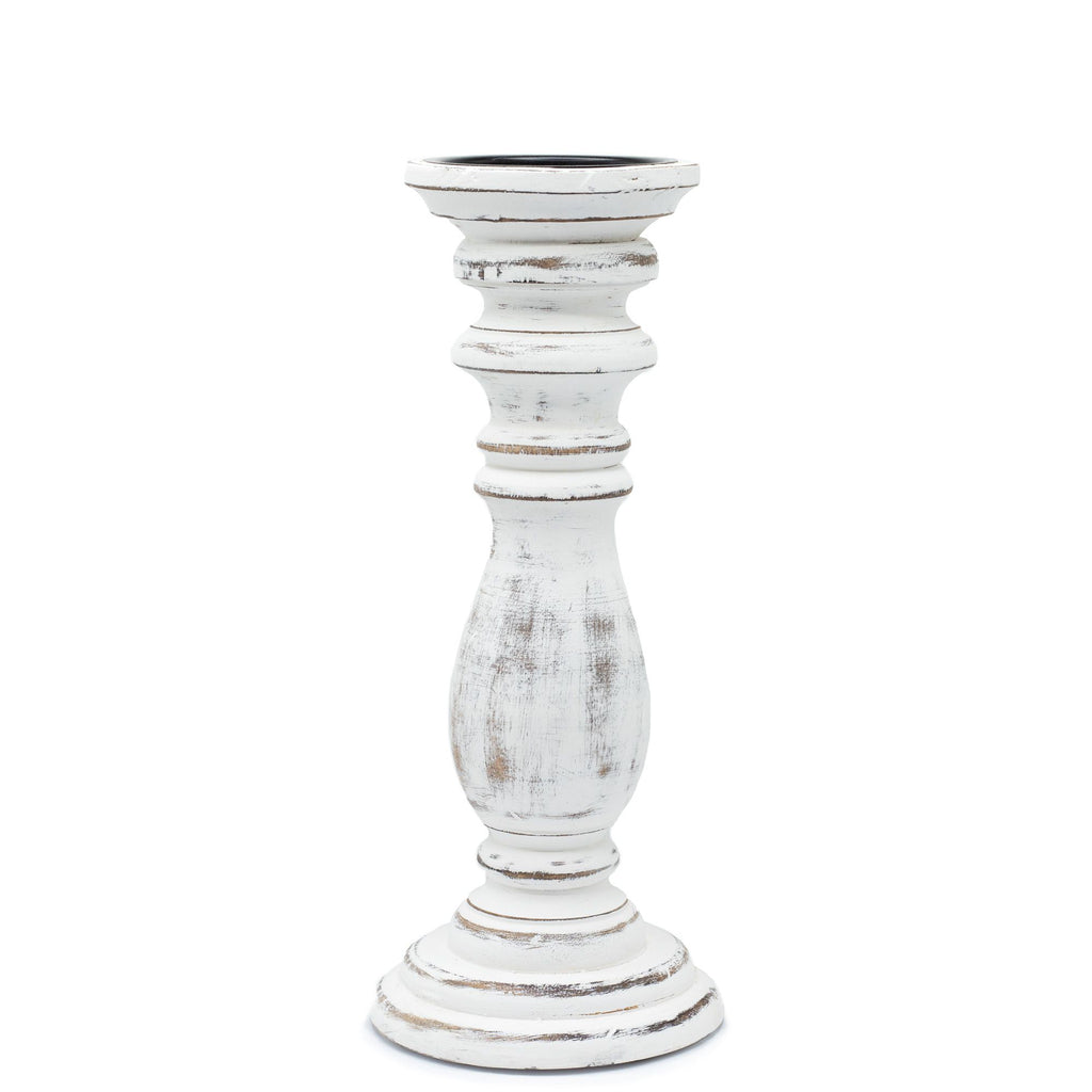 Classic Candle Stand – Whitewashed – Medium – detail view 5 of mango wood candle holder