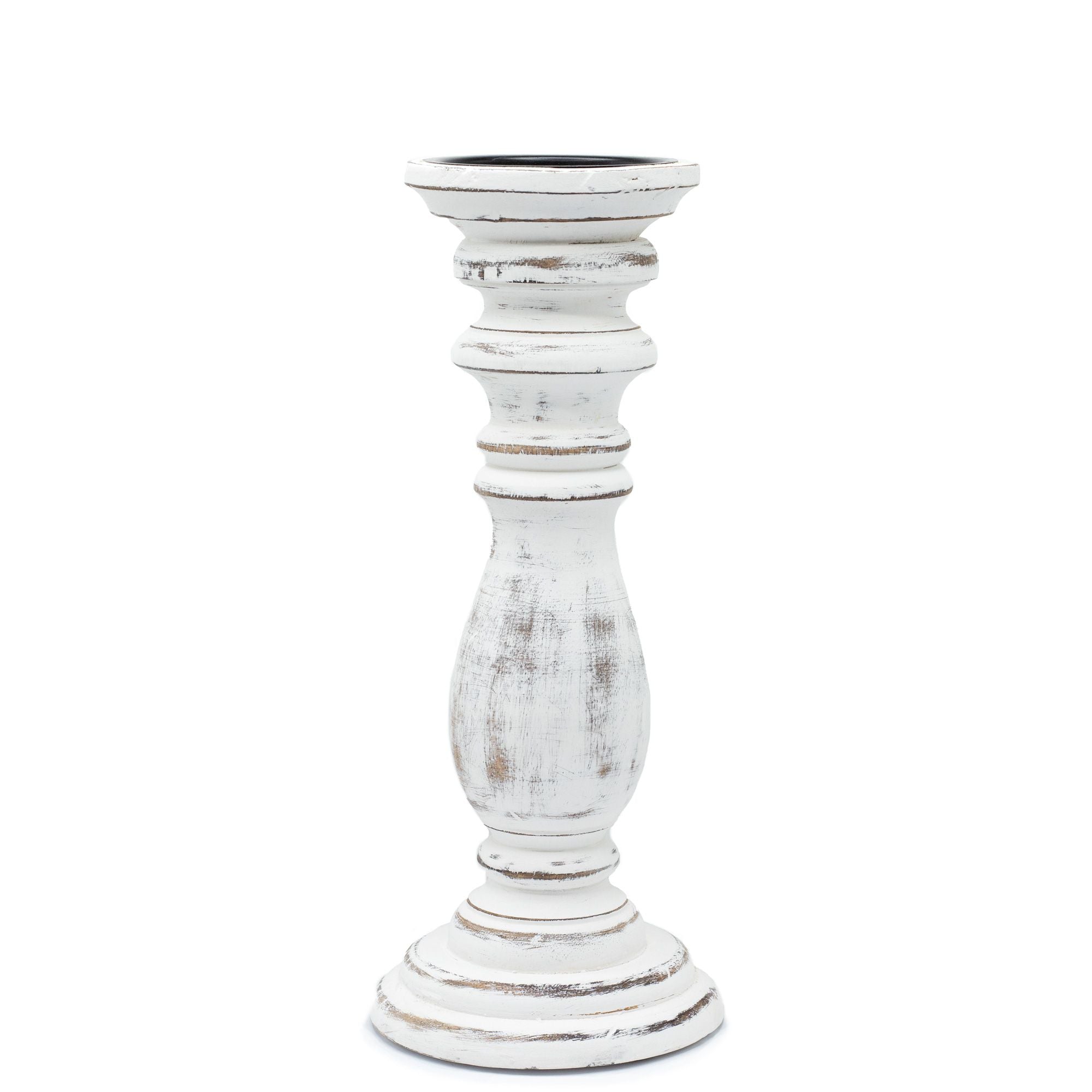 Classic Candle Stand – Whitewashed – Medium – detail view 5 of mango wood candle holder