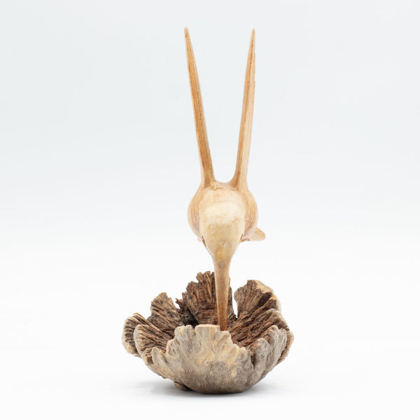 Hand-Carved Parasite Wood Hummingbird Sculpture – product view