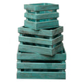 Rustic Wooden Nesting Storage Crates – Greenwashed (Set of 3) – front product view of rustic wooden storage