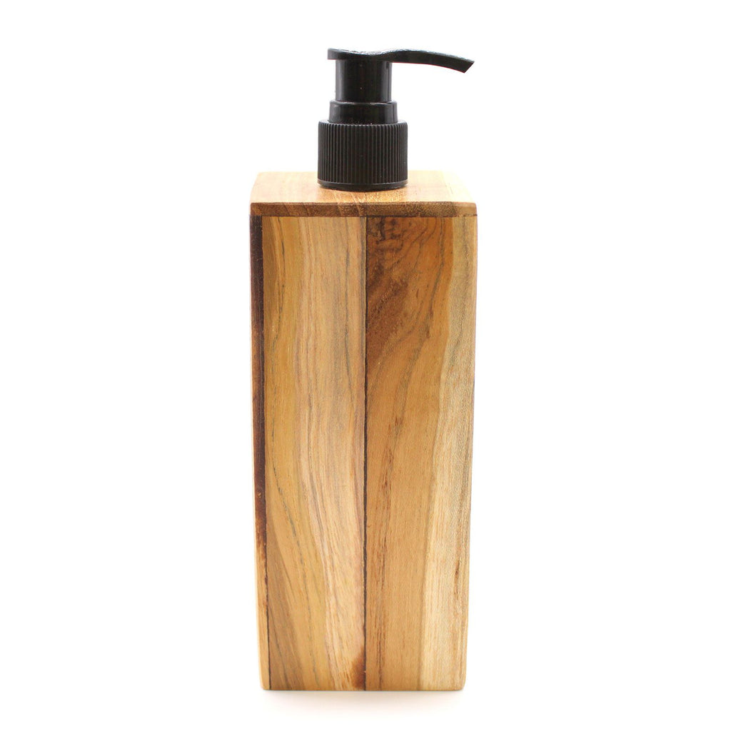 Natural Teak Wood Refillable Soap Dispenser – Square – detail view 8 of teak soap dispenser