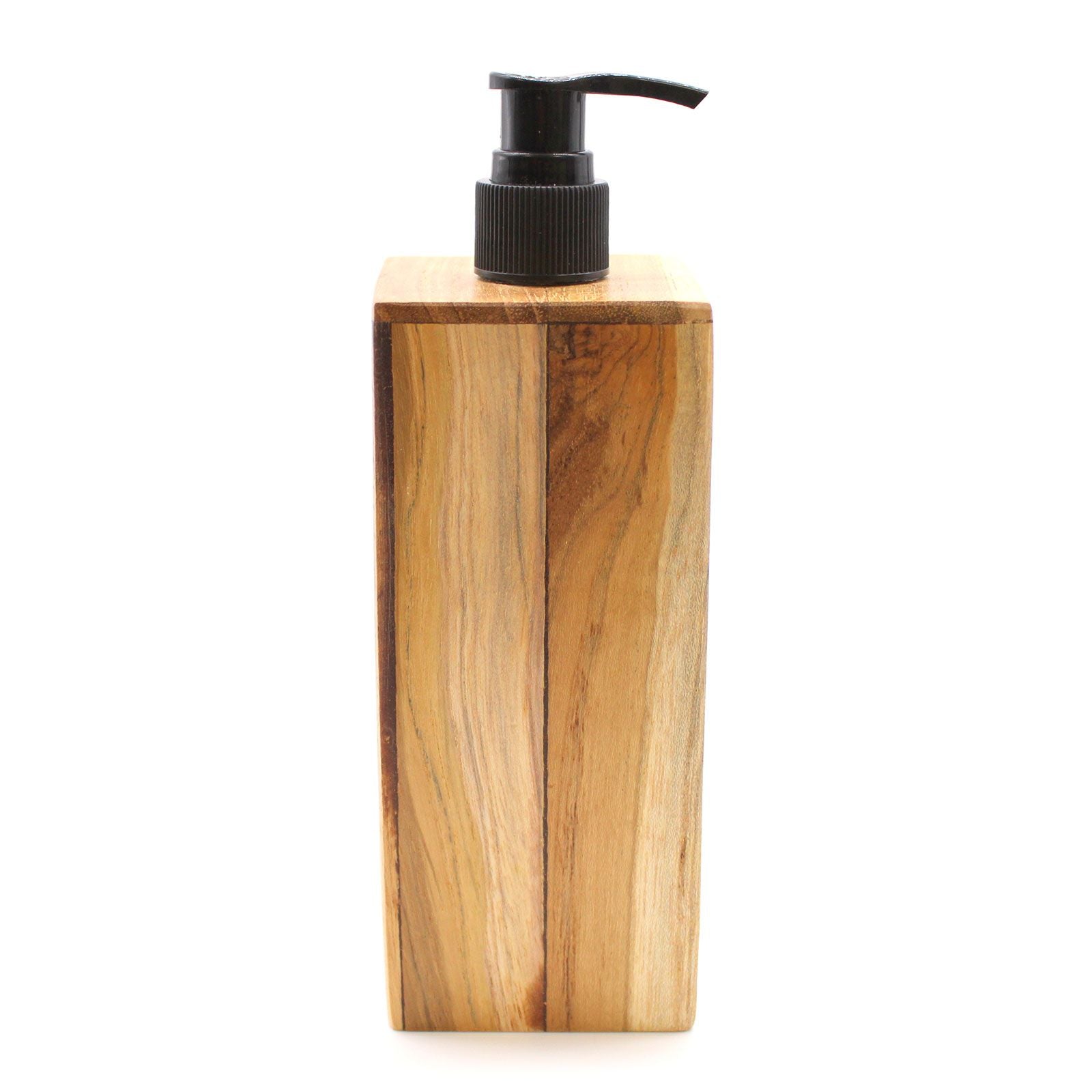 Natural Teak Wood Refillable Soap Dispenser – Square – detail view 8 of teak soap dispenser