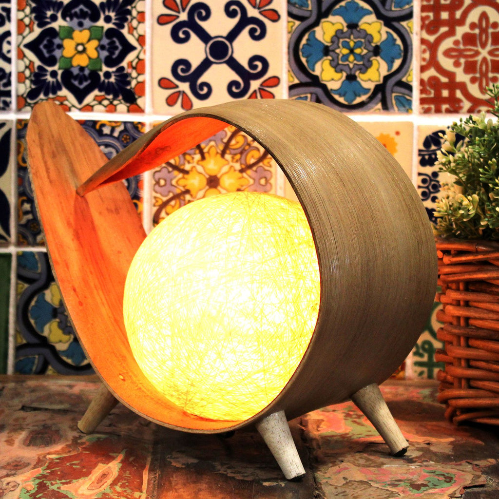 Natural Coconut Lamp - Natural Wrapover – Boho Table Light – detail view 2