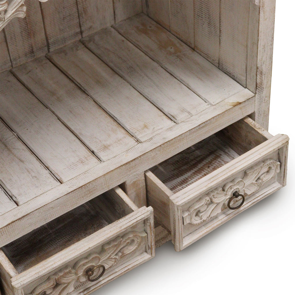 Whitewashed Albasia Wood Bathroom Storage Cabinet – detail view 2 of wooden bathroom cabinet