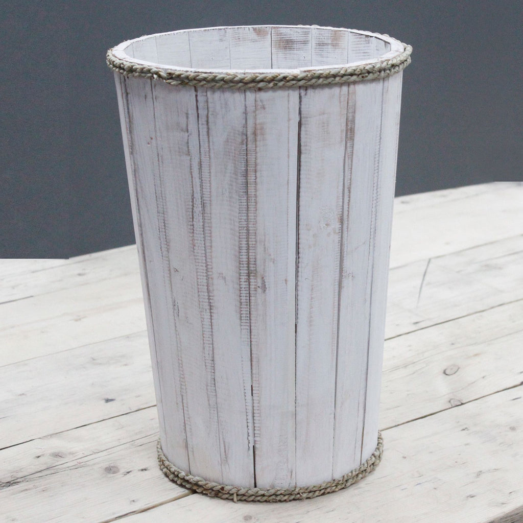 Large Rustic Wooden Home Storage Tub – Whitewashed – detail view 3 of rustic wooden storage