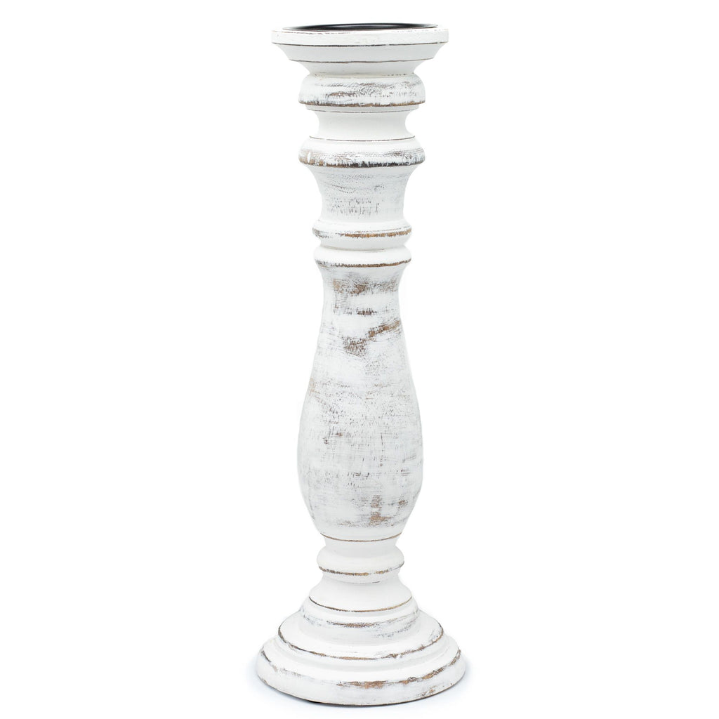 Classic Candle Stand – Whitewashed – Large – detail view 4 of mango wood candle holder