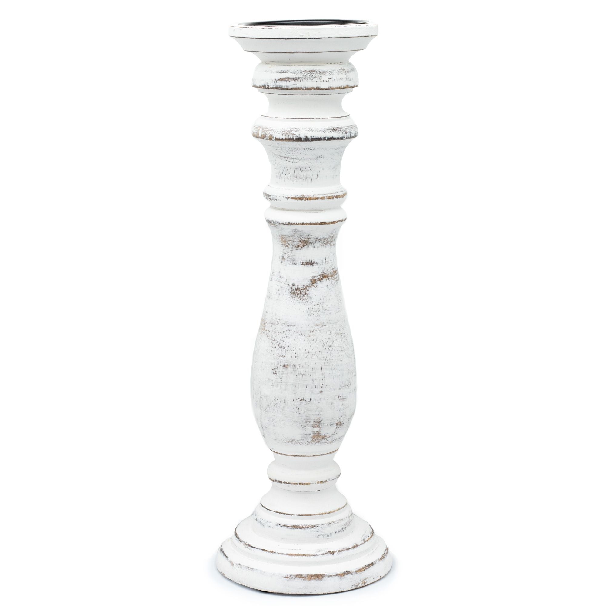 Classic Candle Stand – Whitewashed – Large – detail view 4 of mango wood candle holder