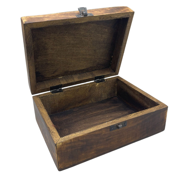 Large Ceramic-Glazed Wooden Keepsake Box – 20x15x7.5cm – Red – front product view of ceramic glazed wooden box