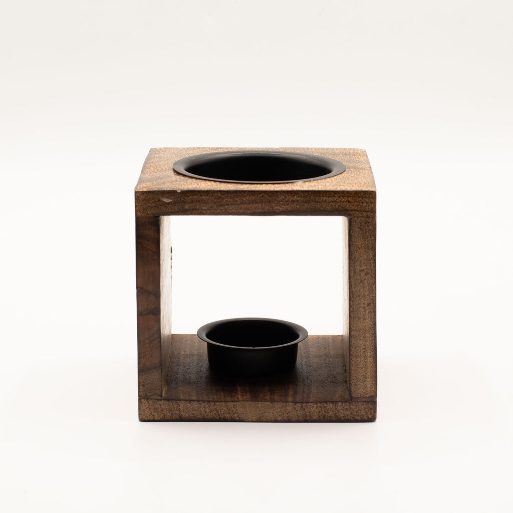 Handcrafted Elephant Square Mango Wood Oil Burner – Essential Oil & Wax – detail view 3