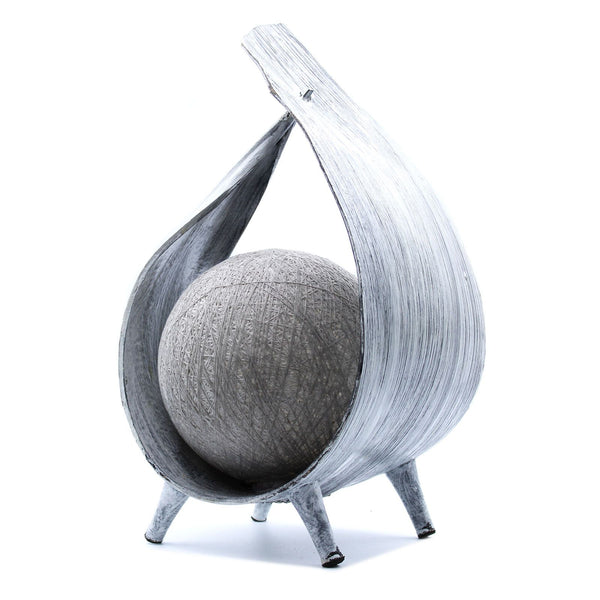 Natural Coconut Lamp - Greywash Wrapover – Boho Table Light – product view in wood