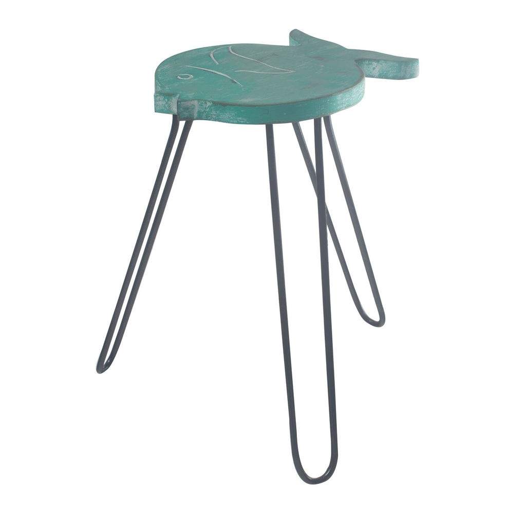 Albasia Wood Fish Stand – Turquoise – detail view 5 of wooden plant stand