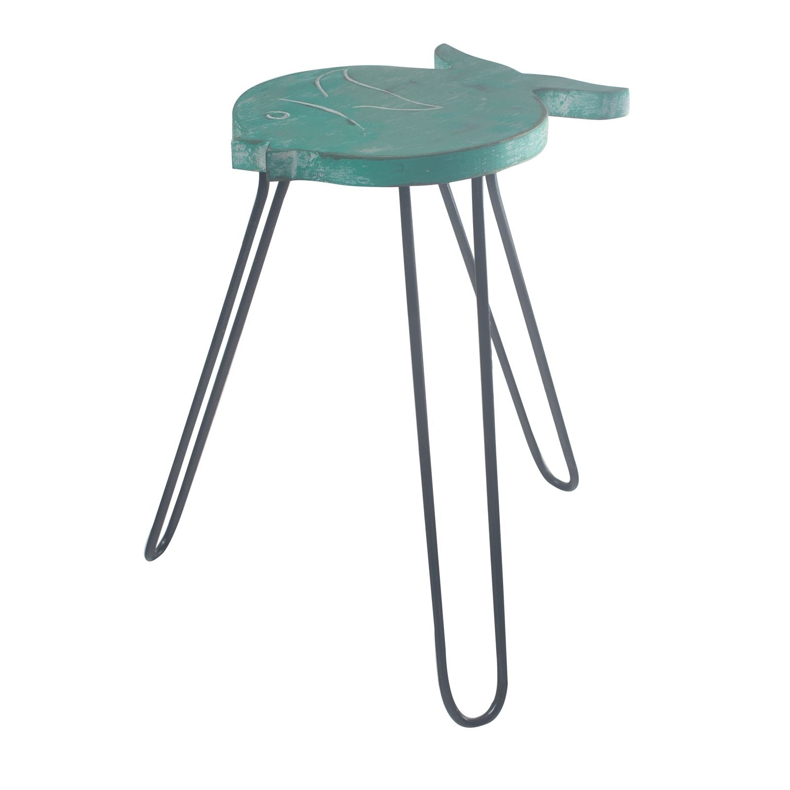 Albasia Wood Fish Stand – Turquoise – detail view 5 of wooden plant stand