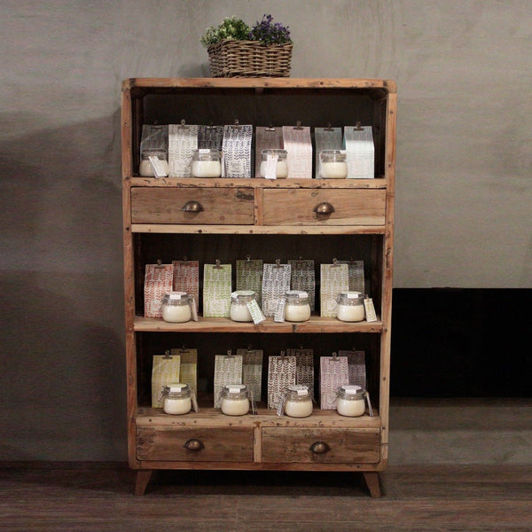 Reclaimed Wood Display Shelf – Freestanding Rustic Shelving Unit – product view