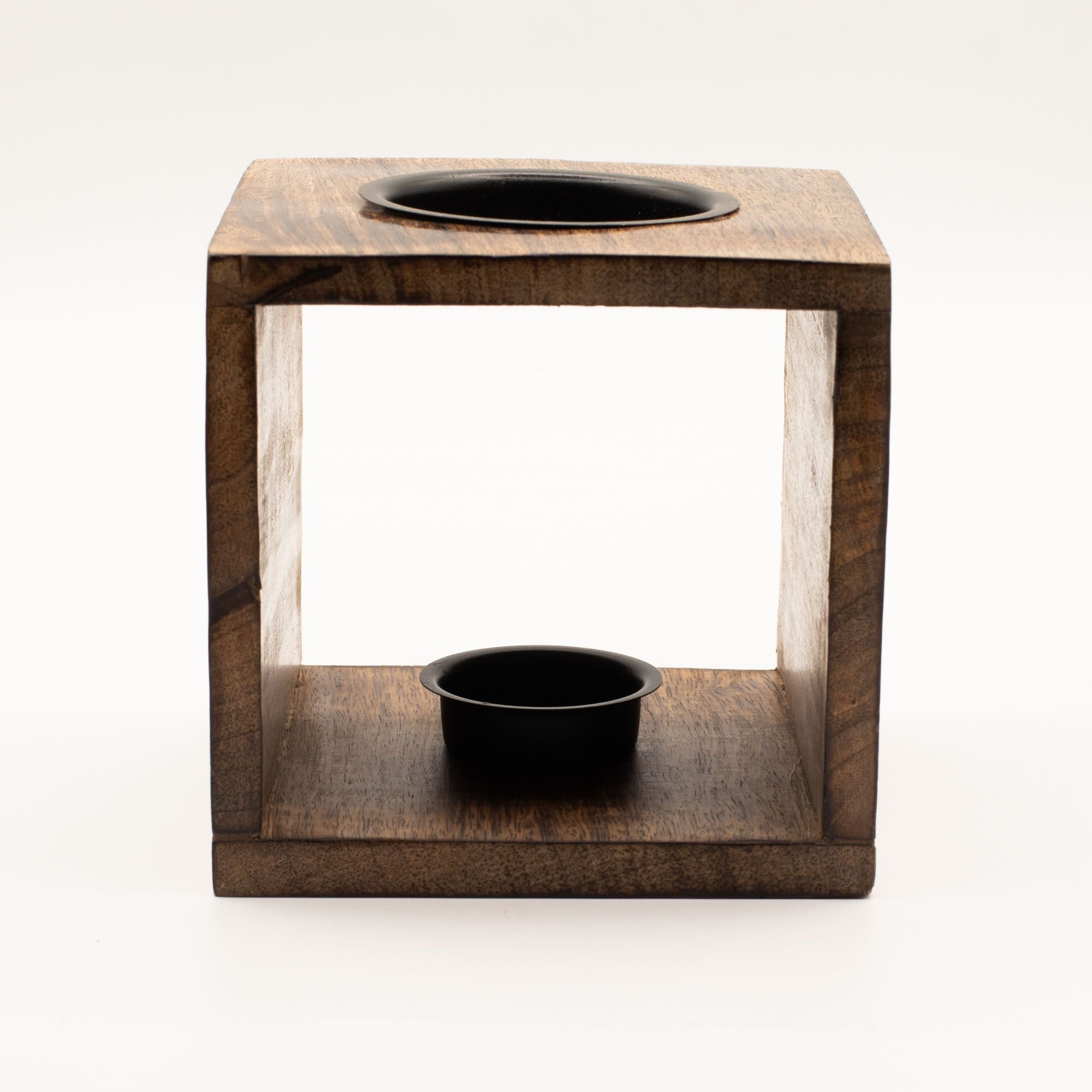 Large Square Mango Wood Oil Burner with Engraved Tree of Life – detail view 2