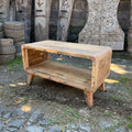 Small Round Reclaimed Wood Coffee Table – Rustic Living Room Center Table – product view