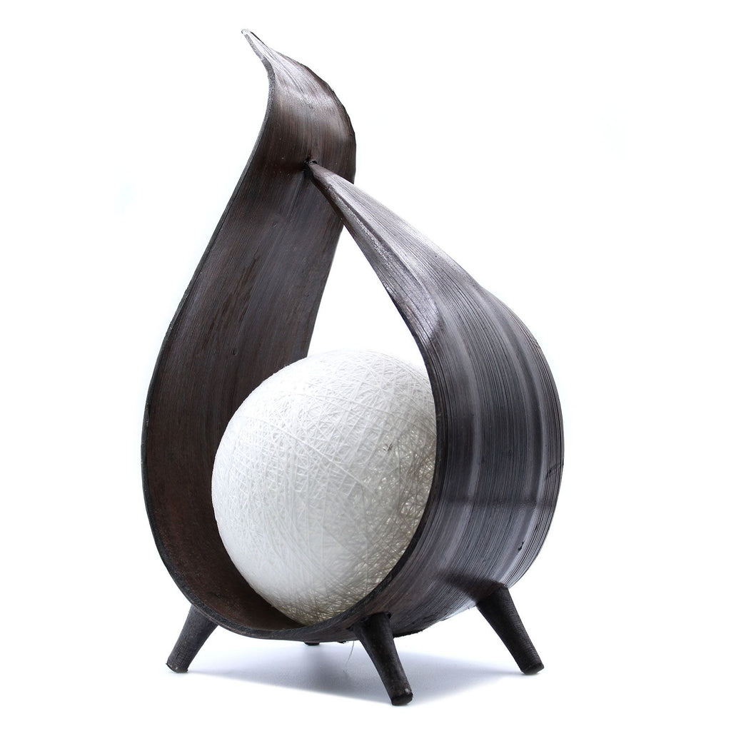 Natural Coconut Lamp - Chocolate Wrapover Twist – Boho Table Light – product view