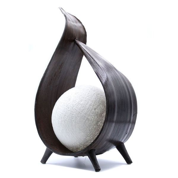 Natural Coconut Lamp - Chocolate Wrapover Twist – Boho Table Light – product view