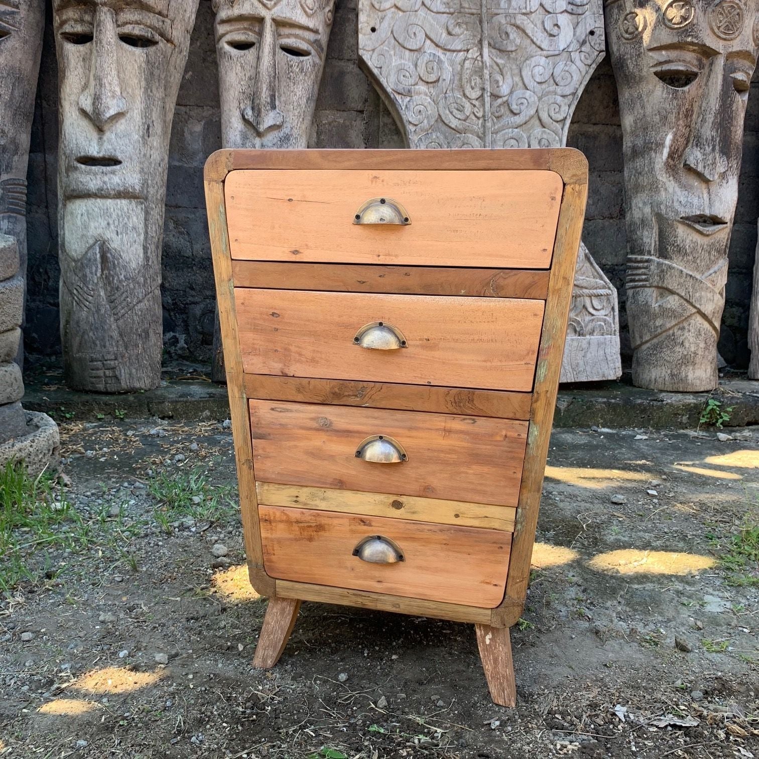 4-Drawer Reclaimed Wood Storage Unit – Rustic Chest of Drawers – product view