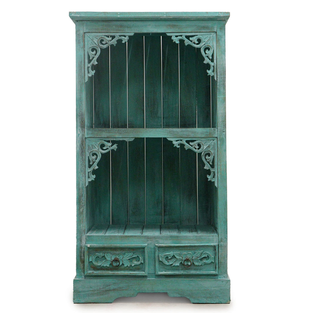Turquoise Wash Albasia Wood Bathroom Storage Cabinet – detail view 2 of wooden bathroom cabinet