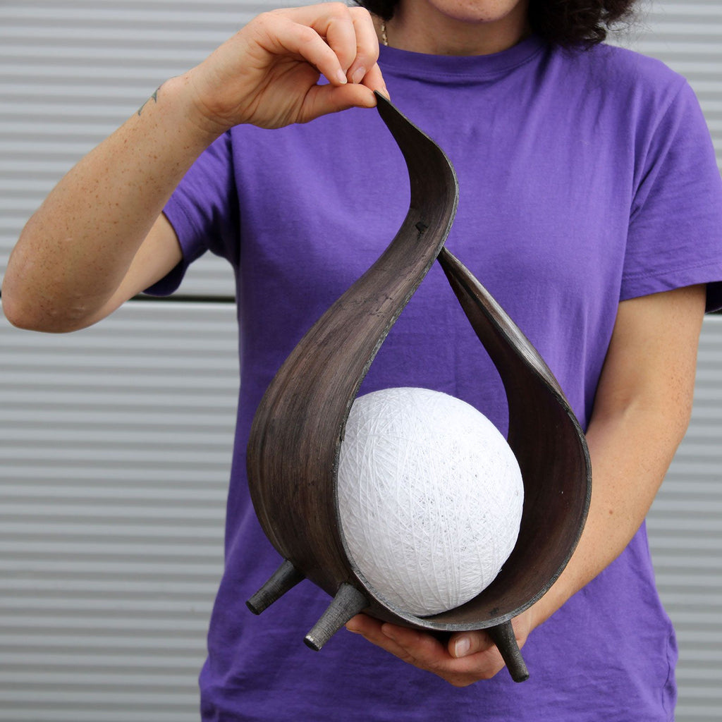 Natural Coconut Lamp - Chocolate Wrapover Twist – Boho Table Light – detail view 4