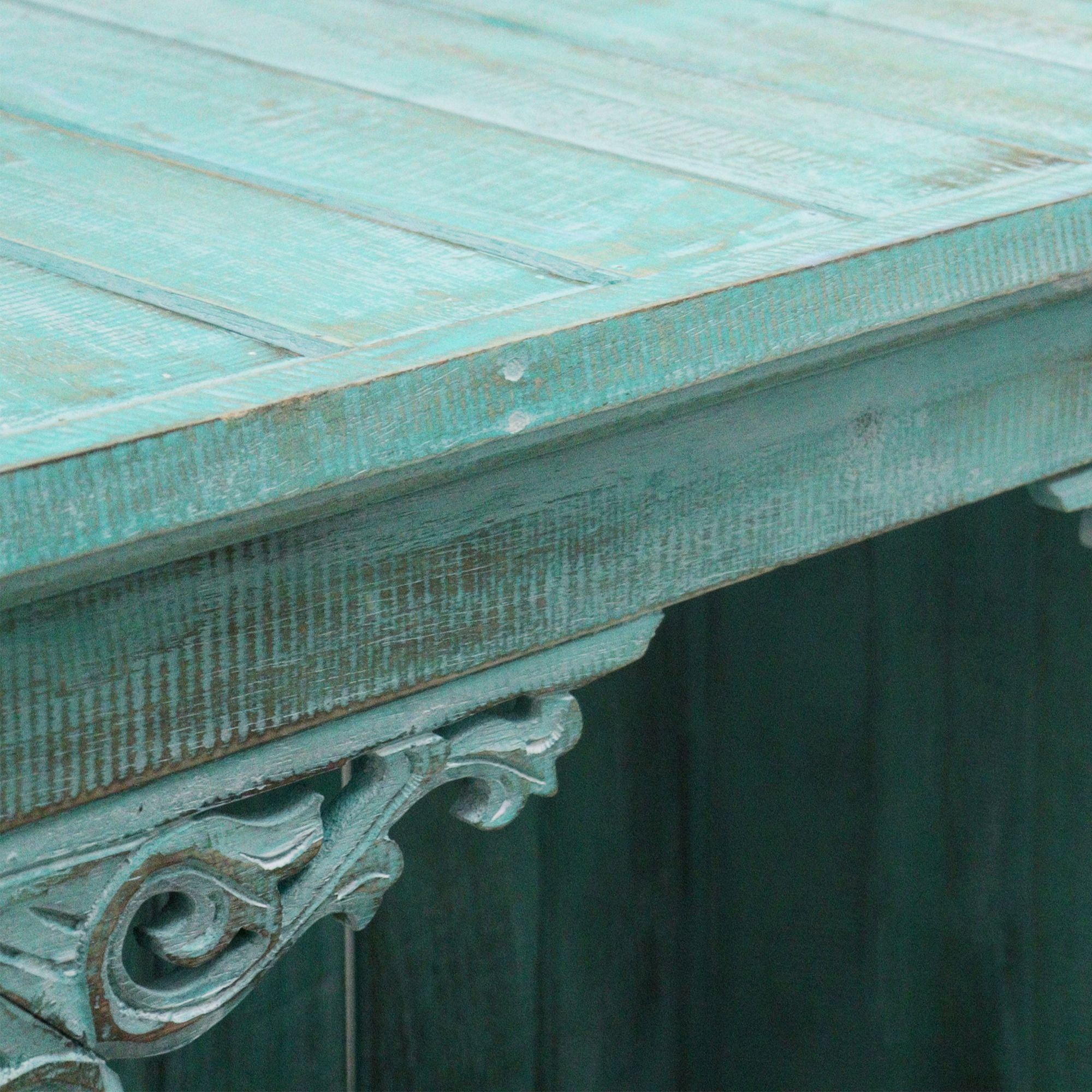 Turquoise Wash Albasia Wood Bathroom Storage Cabinet – front product view of wooden bathroom cabinet