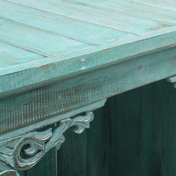 Turquoise Wash Albasia Wood Bathroom Storage Cabinet – front product view of wooden bathroom cabinet