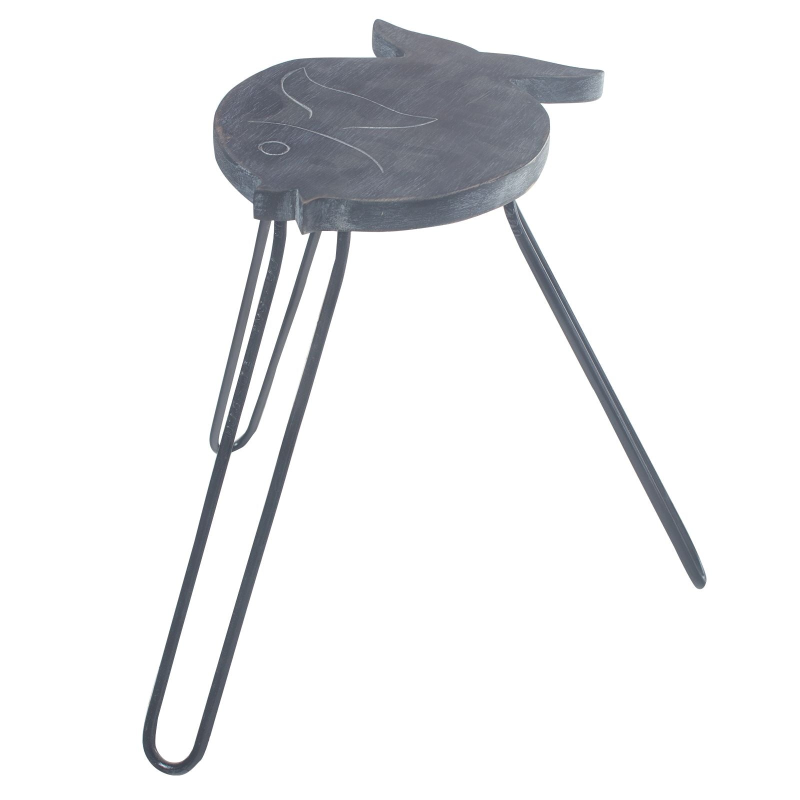Albasia Wood Fish Stand – Greywashed – detail view 3 of wooden plant stand