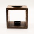 Large Square Mango Wood Oil Burner with Engraved Pentagon – product view