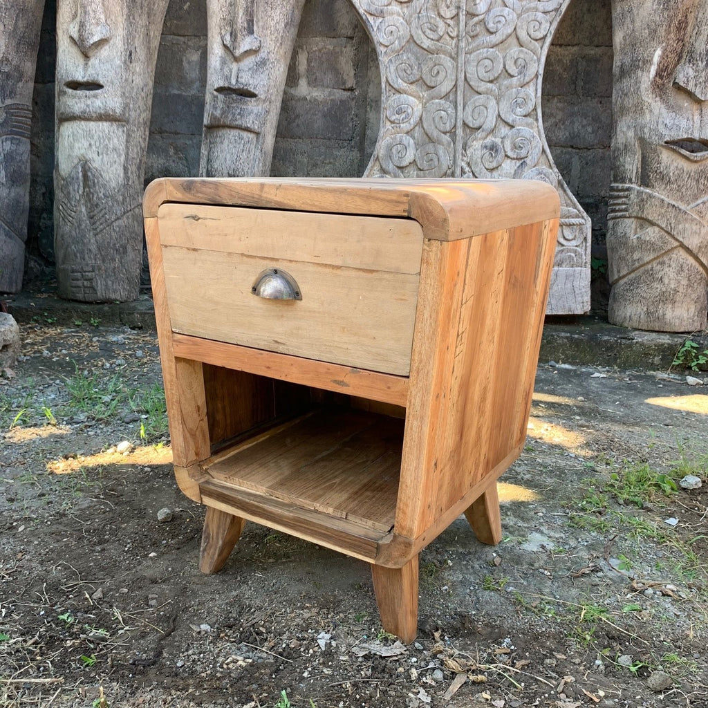 Bedside Table - Round One Drawer - Reclaimed Wood – detail view 2