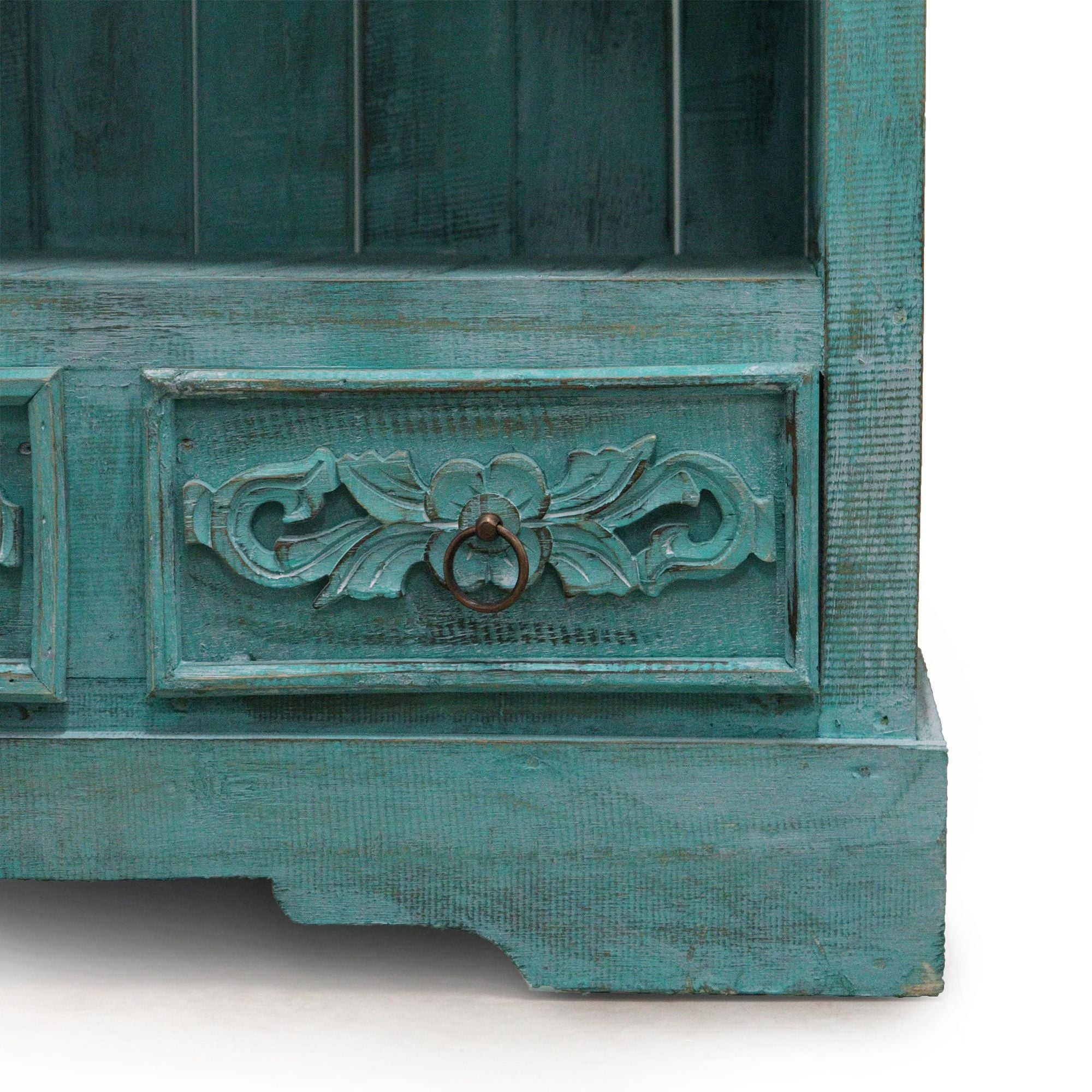 Turquoise Wash Albasia Wood Bathroom Storage Cabinet – detail view 3 of wooden bathroom cabinet