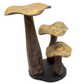 Large Golden Wooden Mushroom Sculpture – 32cm – Natural – front product view of wooden mushroom ornament