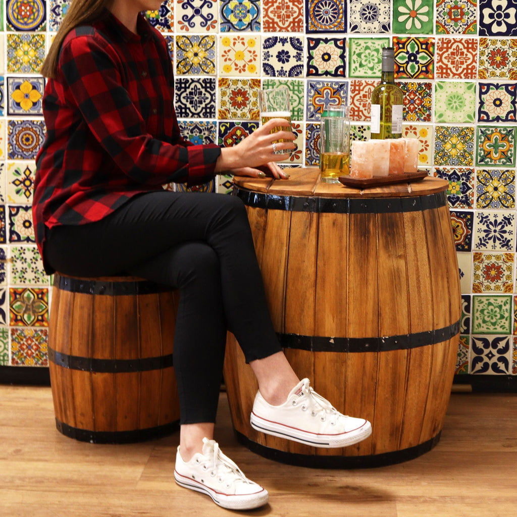 Handcrafted Natural Wood Beer Barrel Side Table – detail view 5