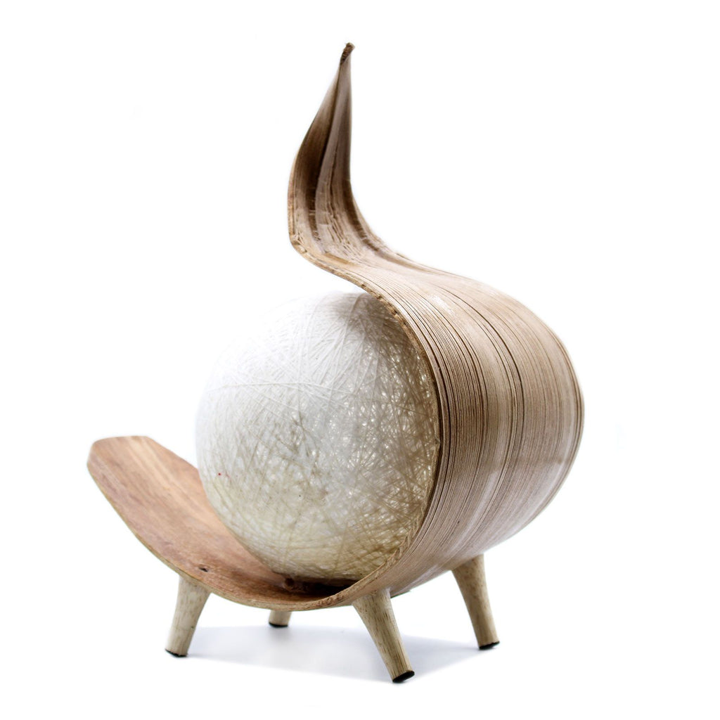 Natural Coconut Lamp - Chocolate Twist – Boho Table Light – product view