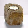 Petrified Wood Candle Holder – Single Low – front product view of petrified wood candle holder