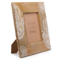 Large Mango Wood Picture Frame (for 13x18cm) 28x23x2cm – Hamsa – White – front product view of mango wood picture frame