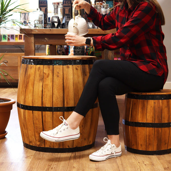 Handcrafted Natural Wood Beer Barrel Stool & Accent Seat – product view