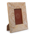 Medium Mango Wood Picture Frame (for 10x15cm) 26x20x2cm – Buddha – White – front product view of mango wood picture frame