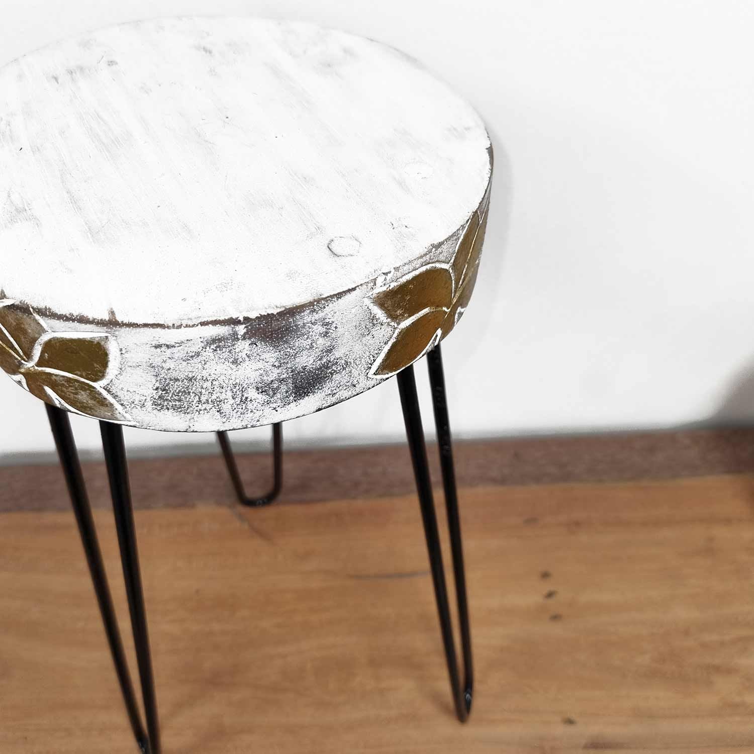 Albasia Wood Plant Stand – Whitewashed – detail view 6 of wooden plant stand