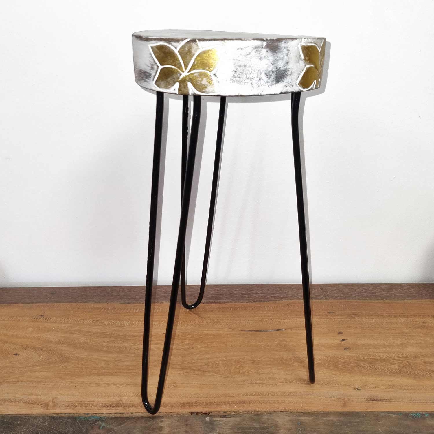 Albasia Wood Plant Stand – Whitewashed – detail view 4 of wooden plant stand