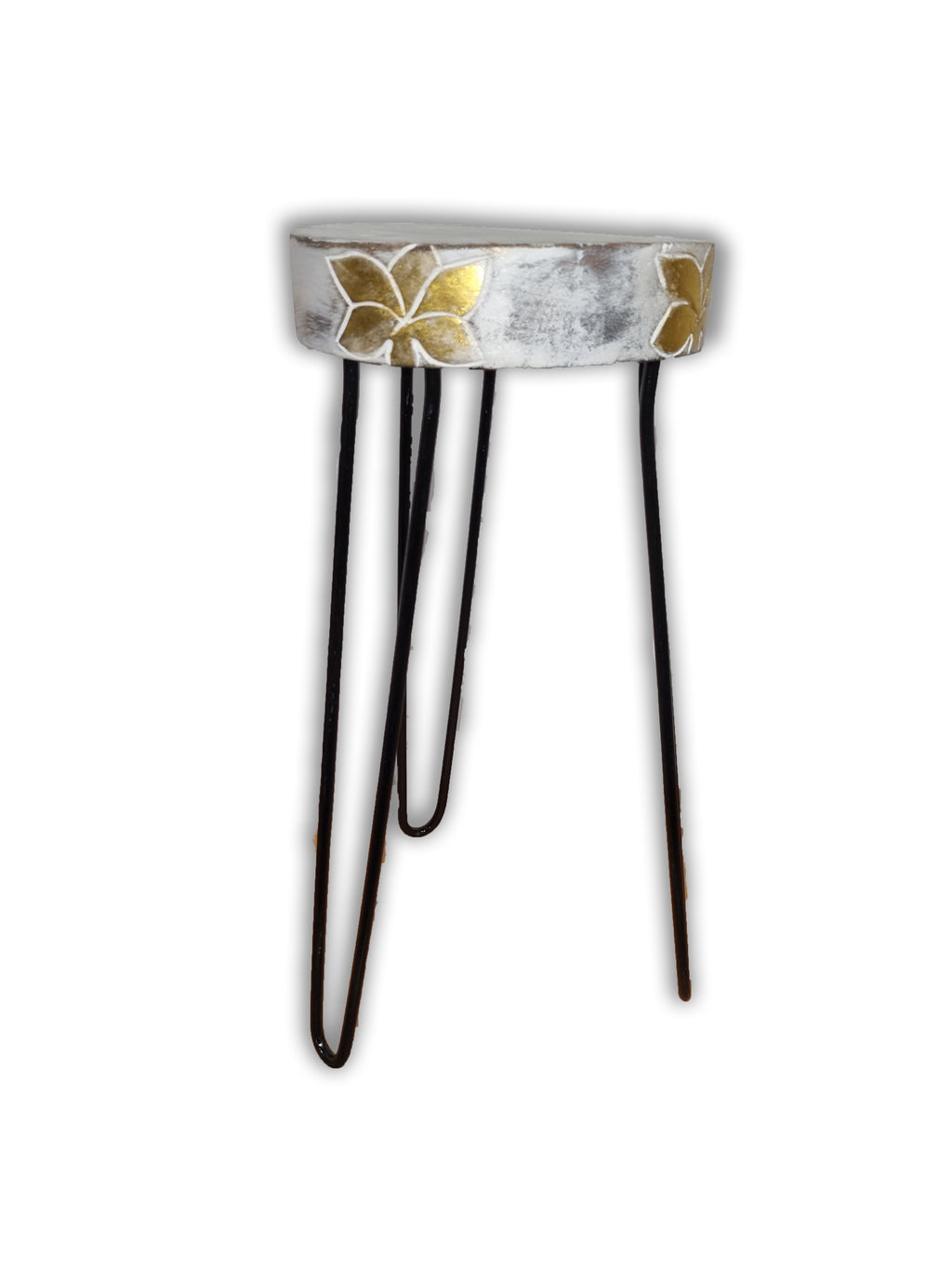 Albasia Wood Plant Stand – Whitewashed – detail view 2 of wooden plant stand