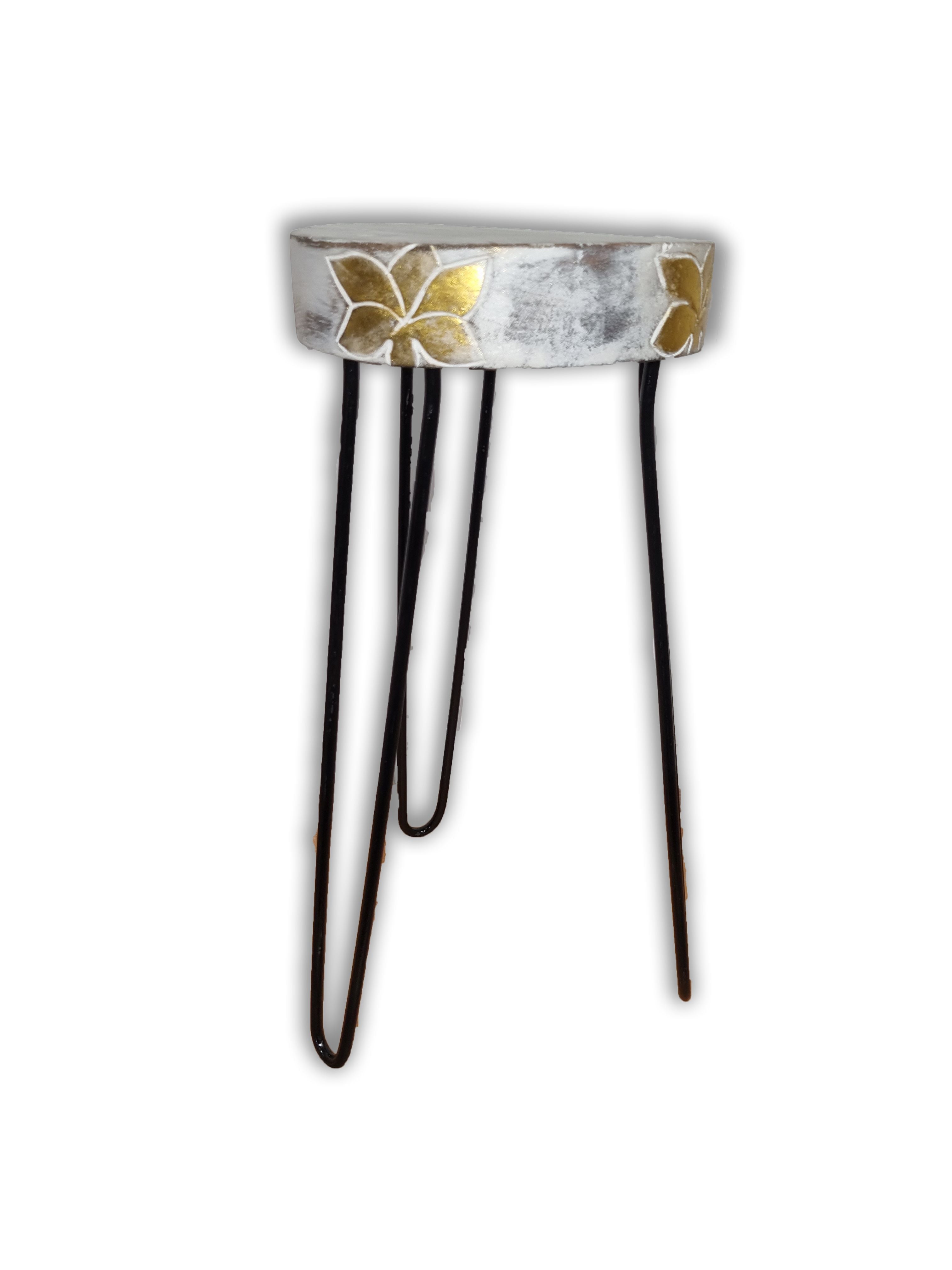 Albasia Wood Plant Stand – Whitewashed – detail view 2 of wooden plant stand