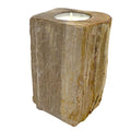 Petrified Wood Candle Holder – Single Tall – front product view of petrified wood candle holder