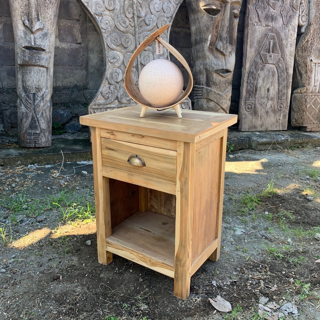 Classic Reclaimed Wood Bedside Table – Rustic Wooden Nightstand – product view