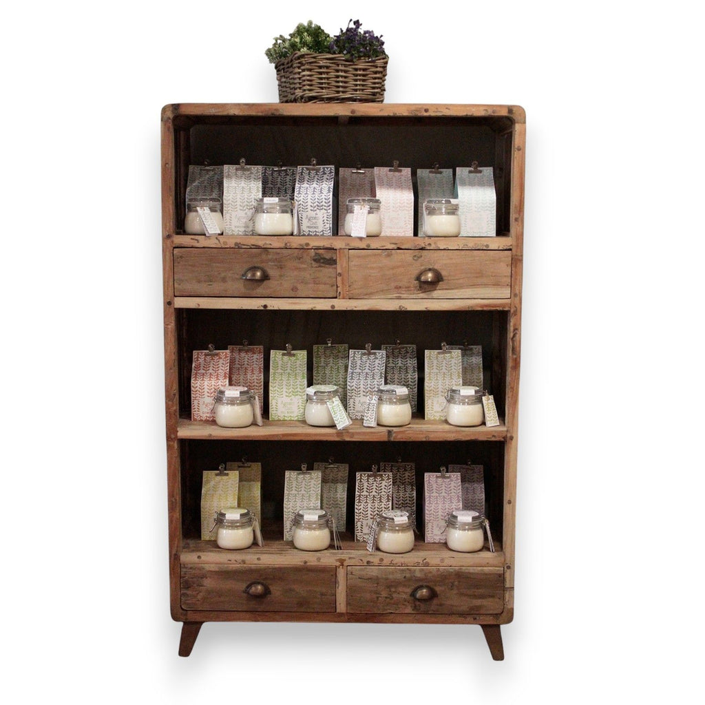 Reclaimed Wood Display Shelf – Freestanding Rustic Shelving Unit – detail view 2