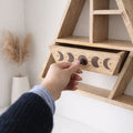Geometric Triangle Wall Mounted Shelf with Storage Drawer – product view in wood