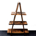 Folding Rustic Wood A-Frame Display Shelf – Brown – front product view of rustic wooden storage