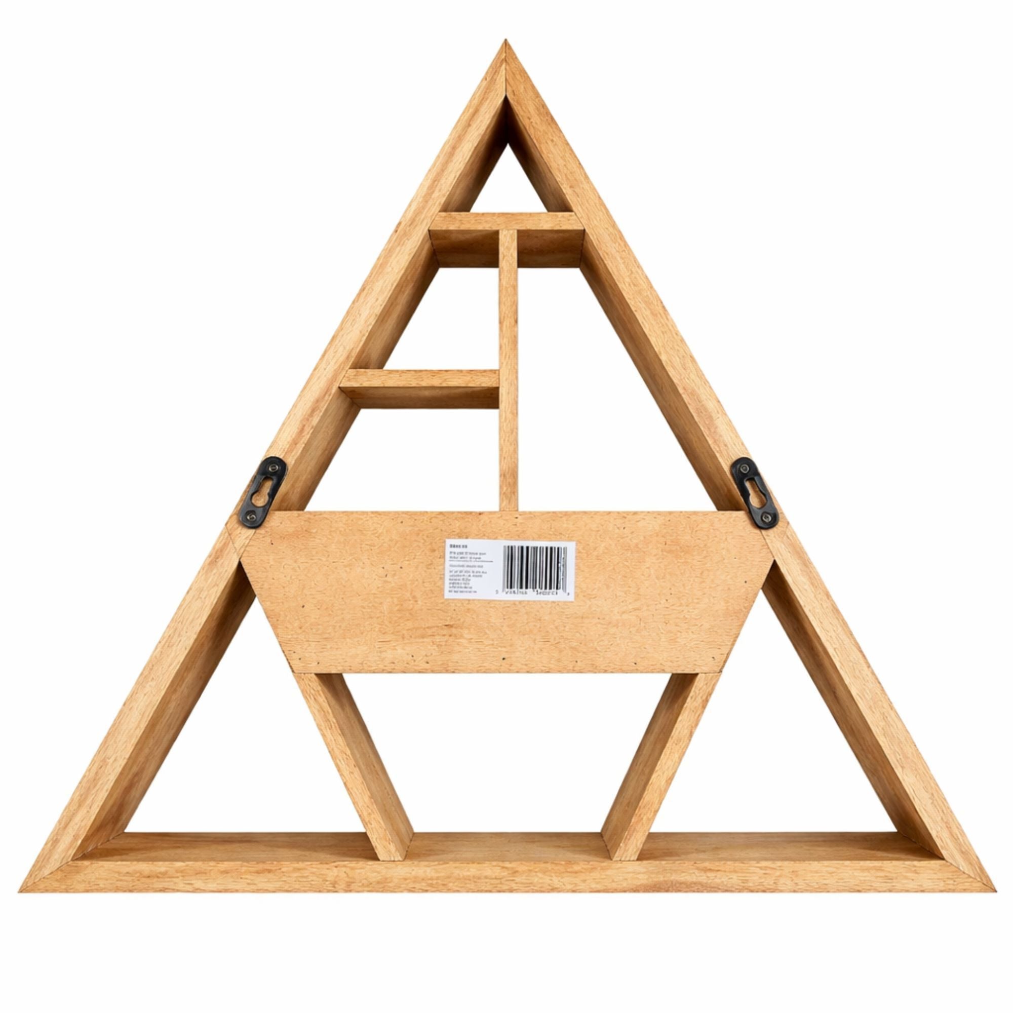 Geometric Triangle Wall Mounted Shelf with Storage Drawer – detail view 3 in wood