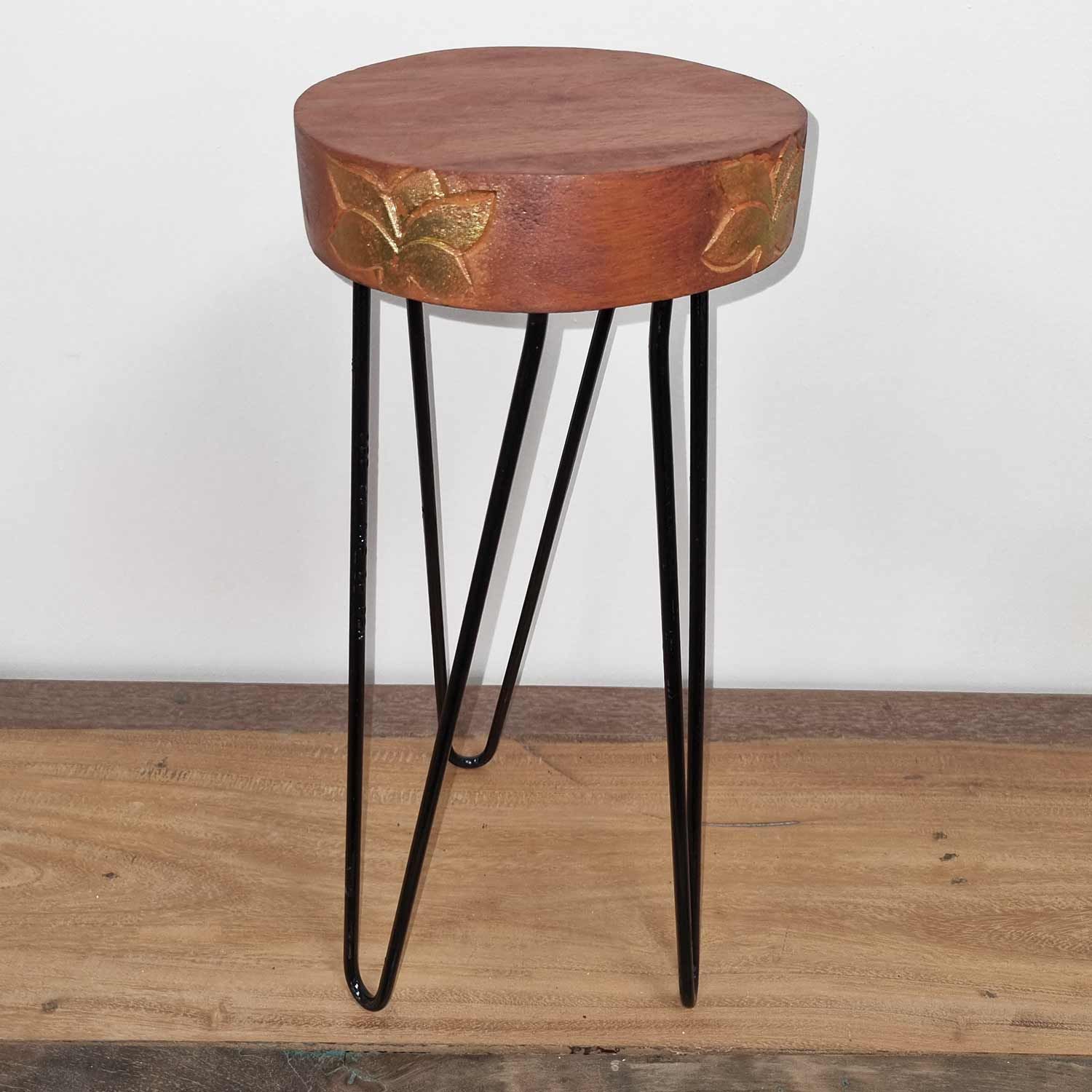 Albasia Wood Plant Stand – Terracotta & black detail – detail view 3 of wooden plant stand
