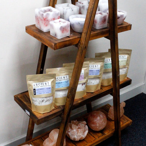 Folding Rustic Wood A-Frame Display Shelf – Brown – detail view 2 of rustic wooden storage