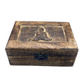 Medium Wooden Keepsake Box 15x10x6cm – Buddha – front product view of carved wooden keepsake box